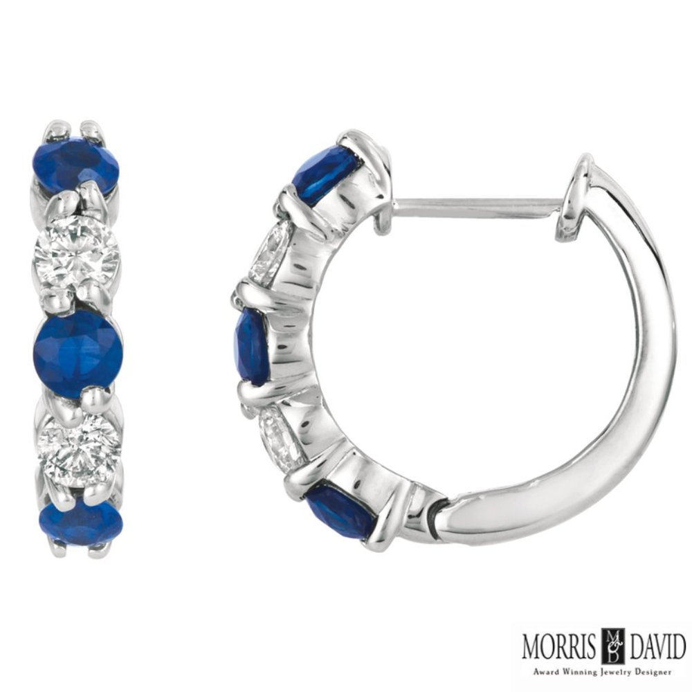 2.00 Carat Natural Diamond and Sapphire Earrings
